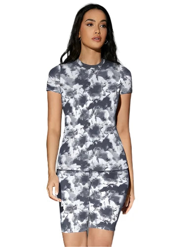 Printed dress, Cap Sleeve