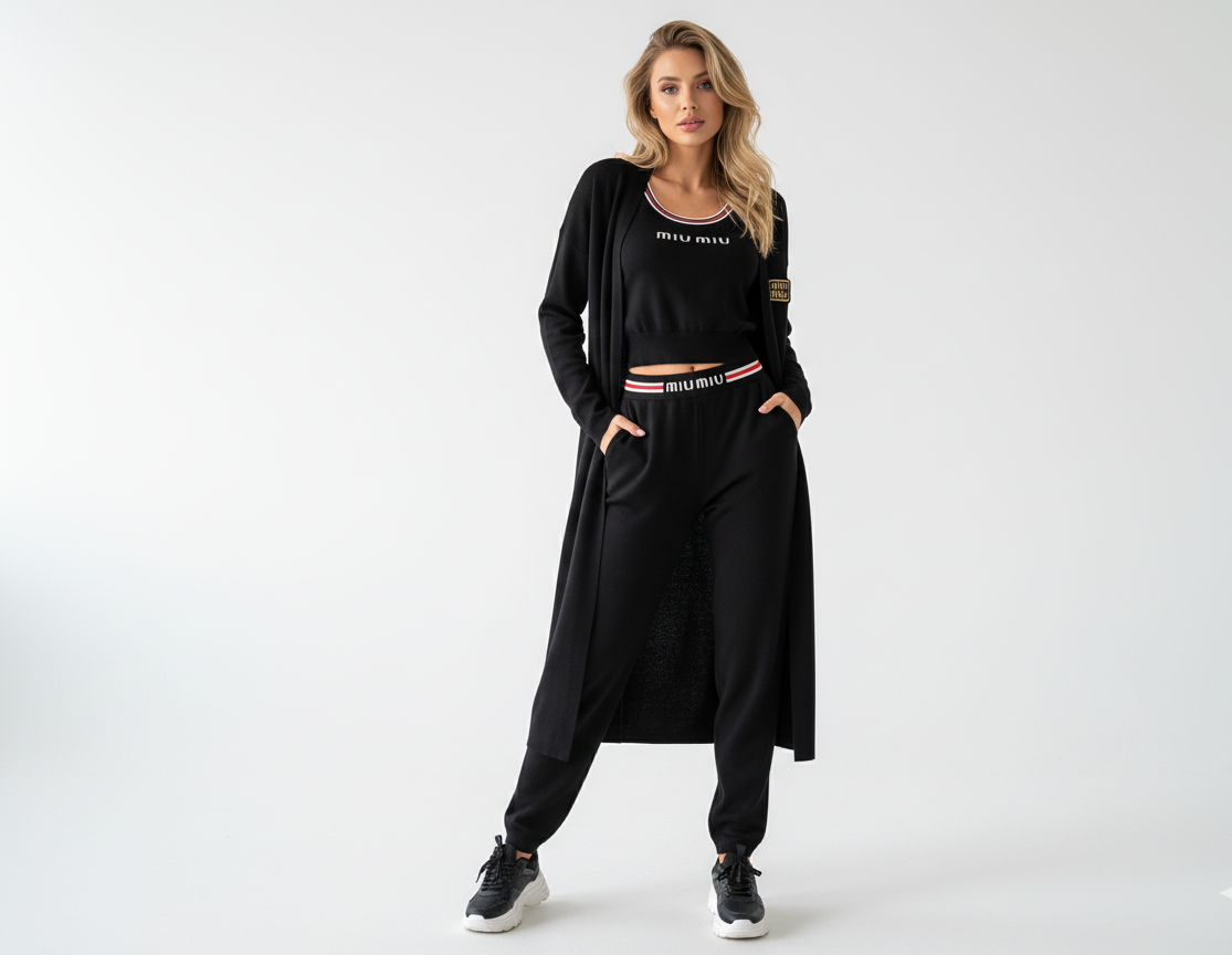 Layla Long Cardigan And Crop Top Trouser Co-Ord Set