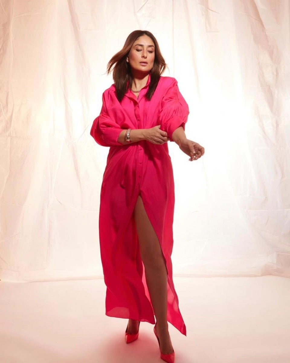 Shirt Maxi Kaftan Dress Magenta