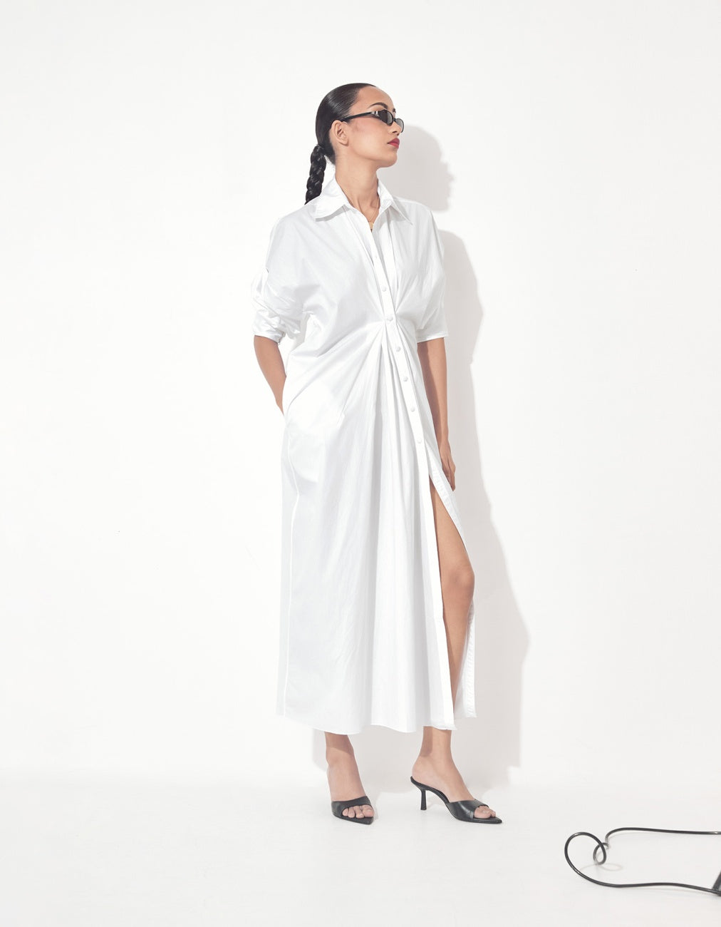 Shirt Style Kaftan Dress White
