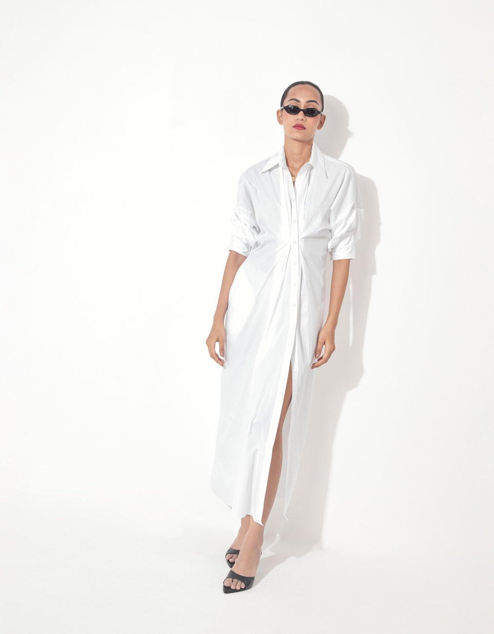 Shirt Style Kaftan Dress White