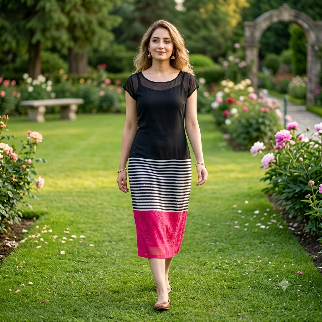 Dreca Striped Colorblock Sheath Midi Dress