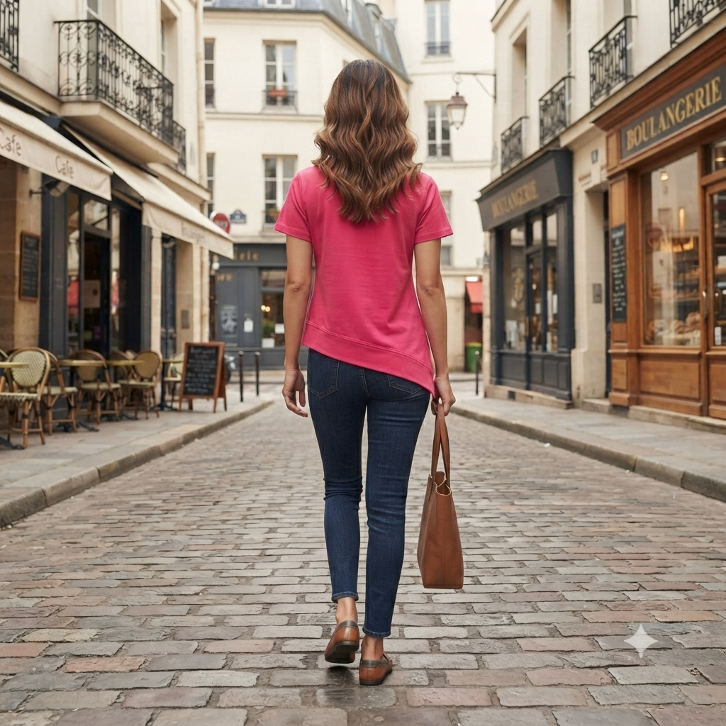 Vibrant Pink Asymmetric Hem Casual Top