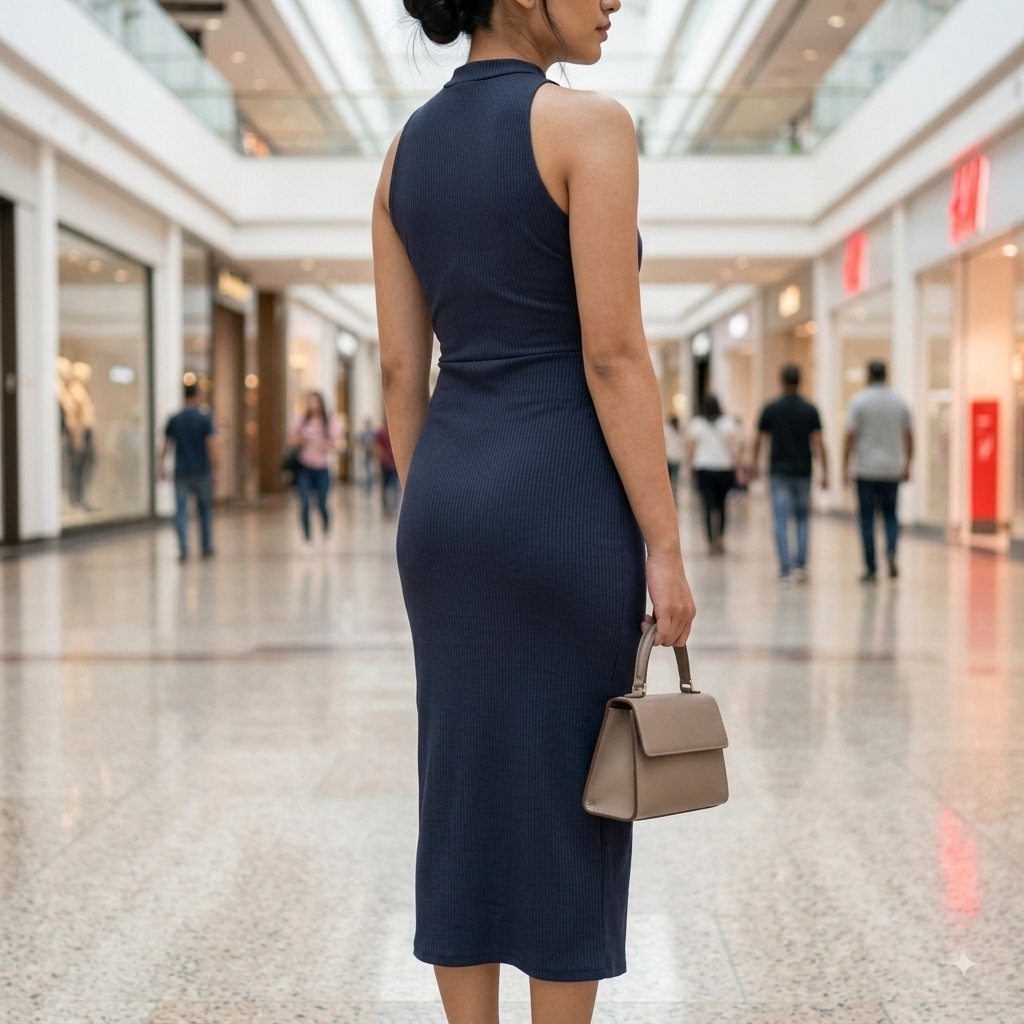 Sophia Choker-Neck Sleeveless Tulip Hem Midi Dress