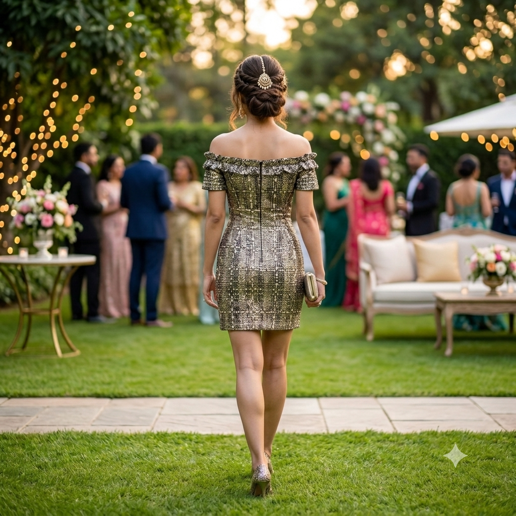 Ember Sparkle Off-Shoulder Mini Dress