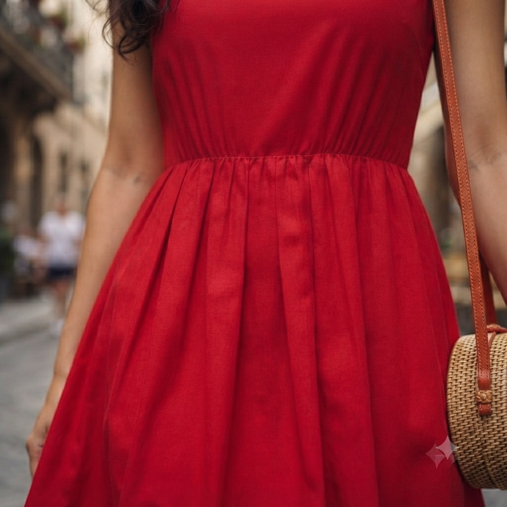 Crimson Chic Fit-and-Flare Dress