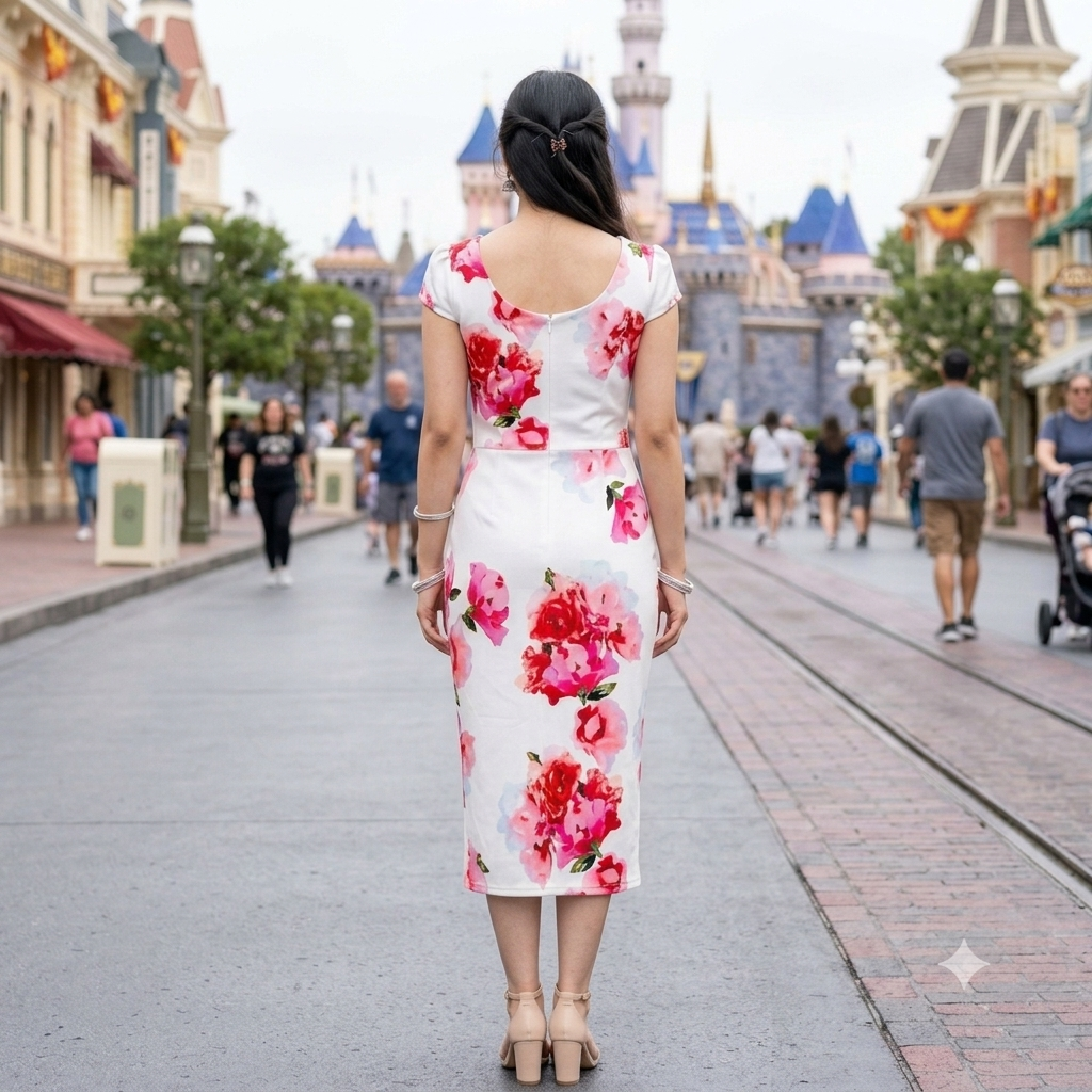 Rosy Delight Cap-Sleeve Sheath Dress