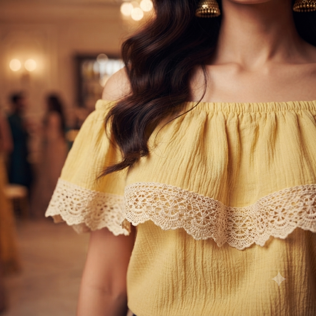 Elegant Off-Shoulder Yellow Top