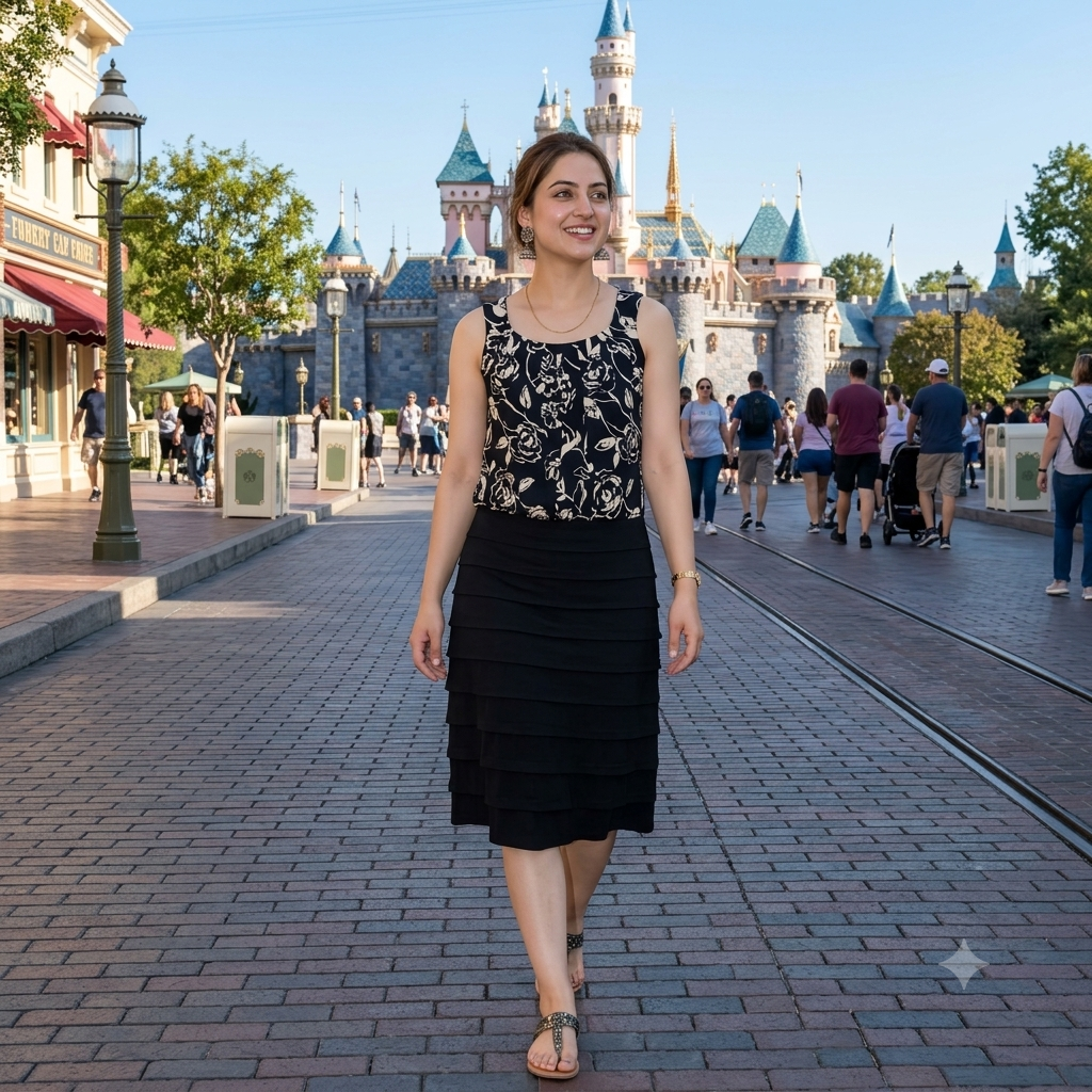 Vintage Floral Print & Tiered Midi Dress