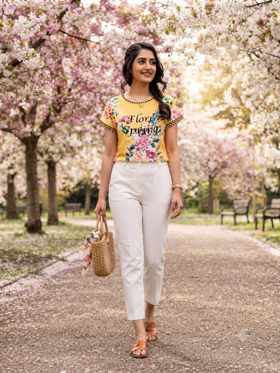 Tashi Spring Floral Yellow Top