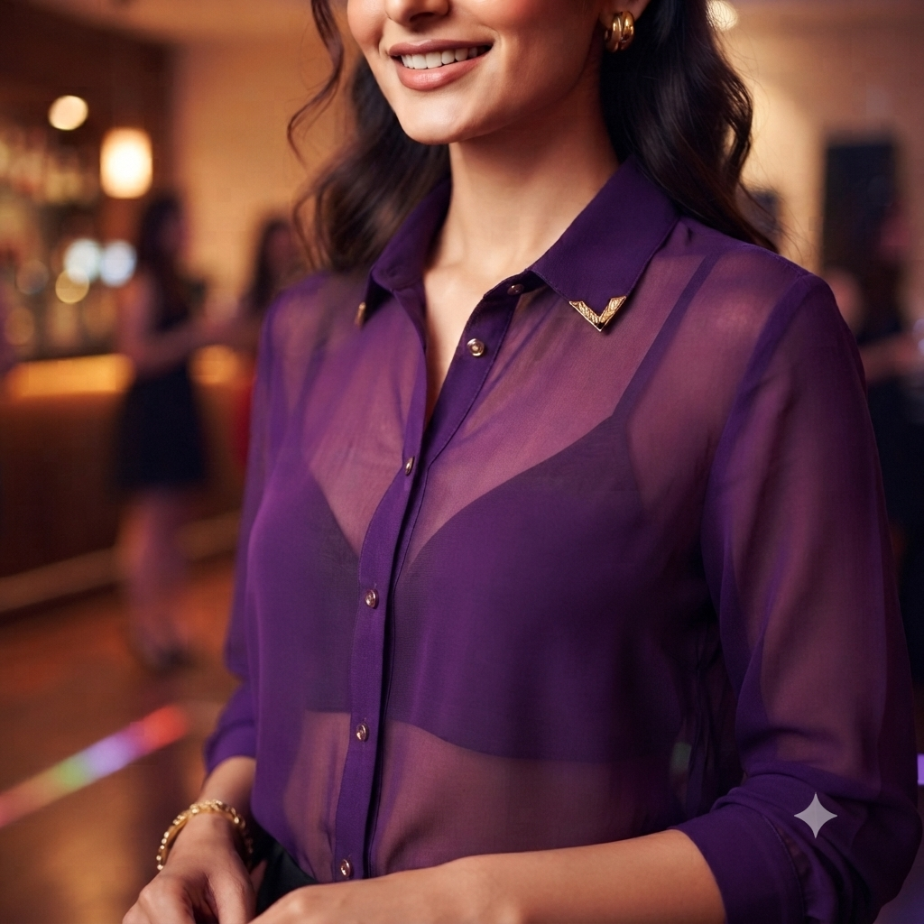 Sheer Purple Button-Down Shirt