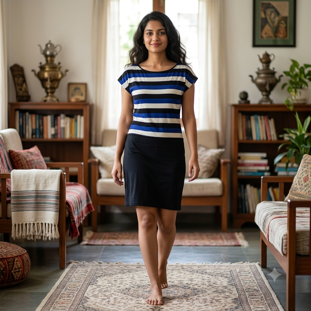 Midnight Nautical Striped Colorblock Dress