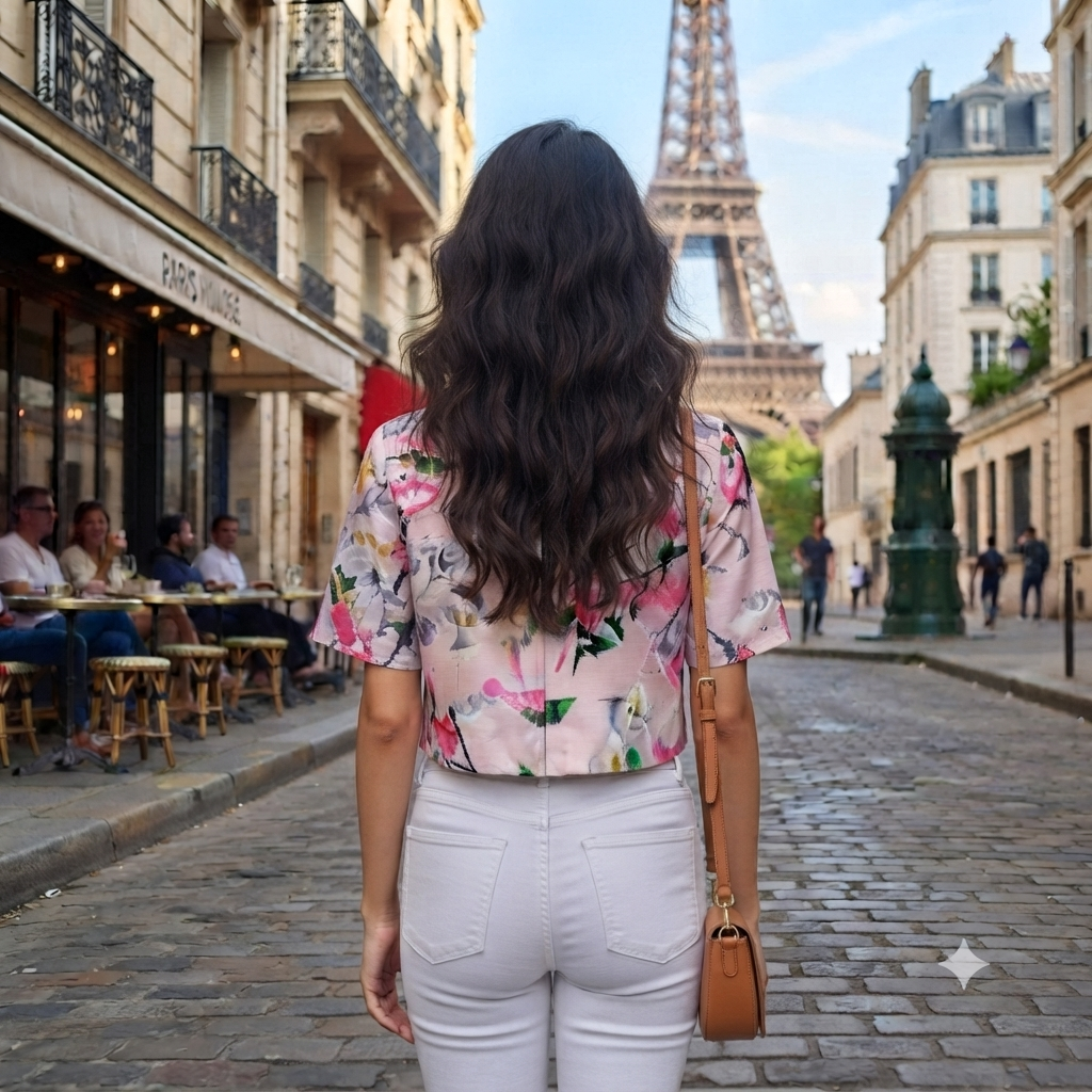 Parisian Blossom Zip-Front Crop Top
