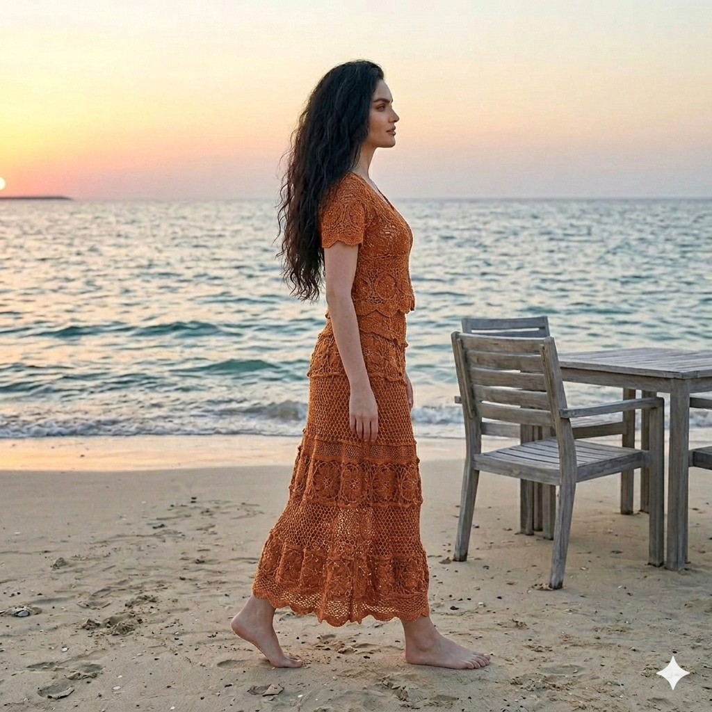 Alara Crochet Two- Piece Maxi Skirt Set