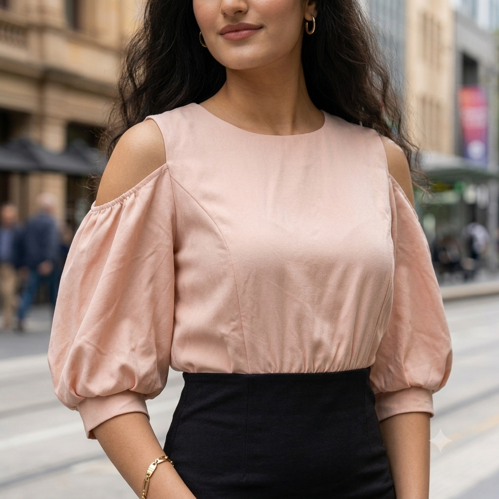 Blush & Black Cold-Shoulder Two-Tone Bodycon Dress