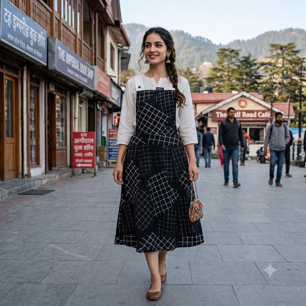 Dina Monochrome Abstract Grid Pinafore Midi Dress