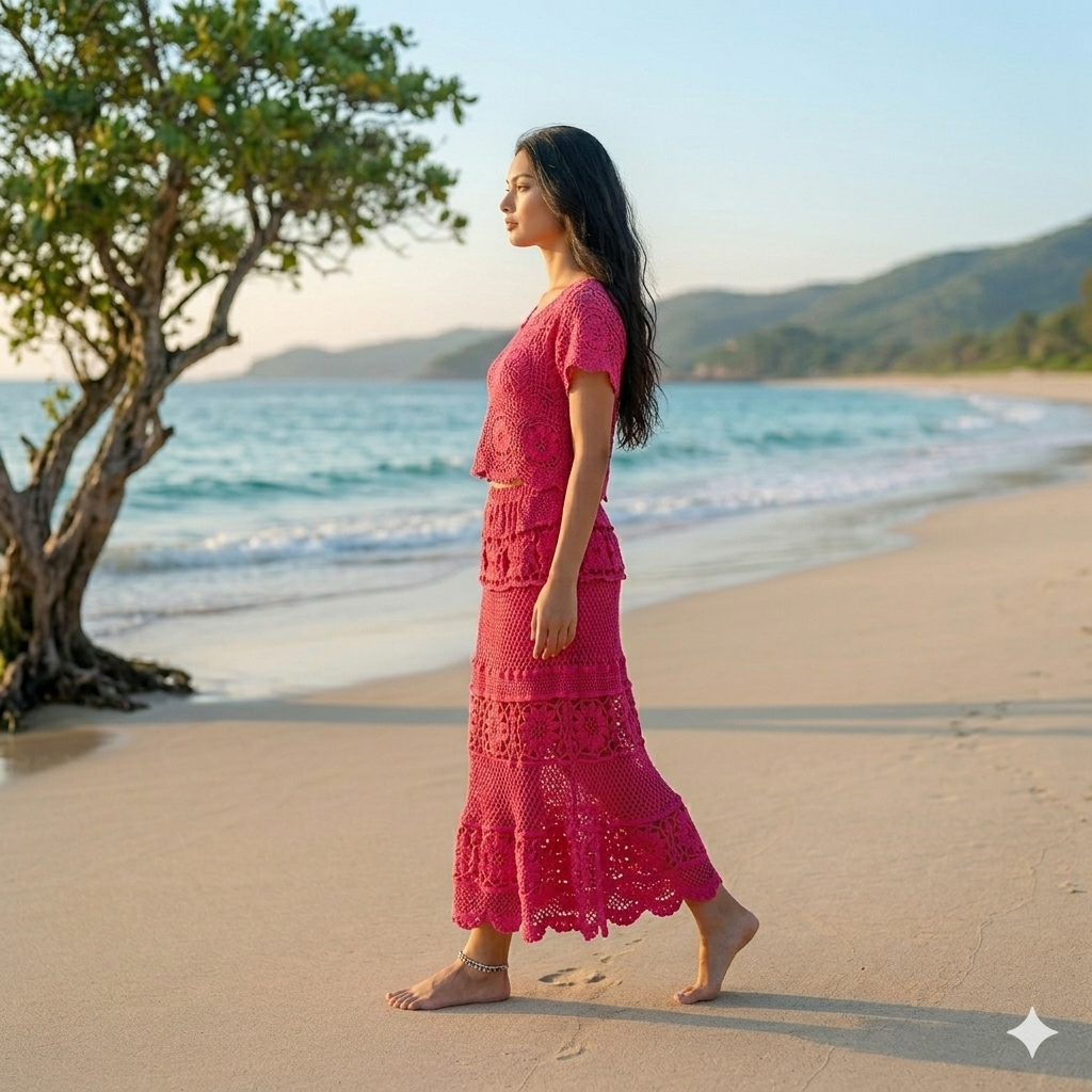 Alara Crochet Two- Piece Maxi Skirt Set