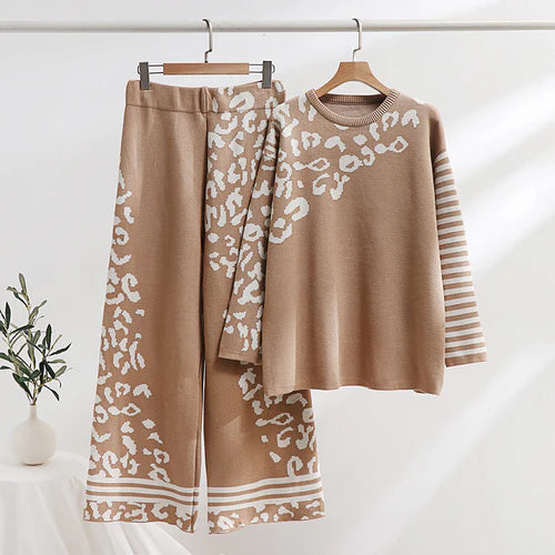 Leopard Print Woolen Fleece Co-ord Set