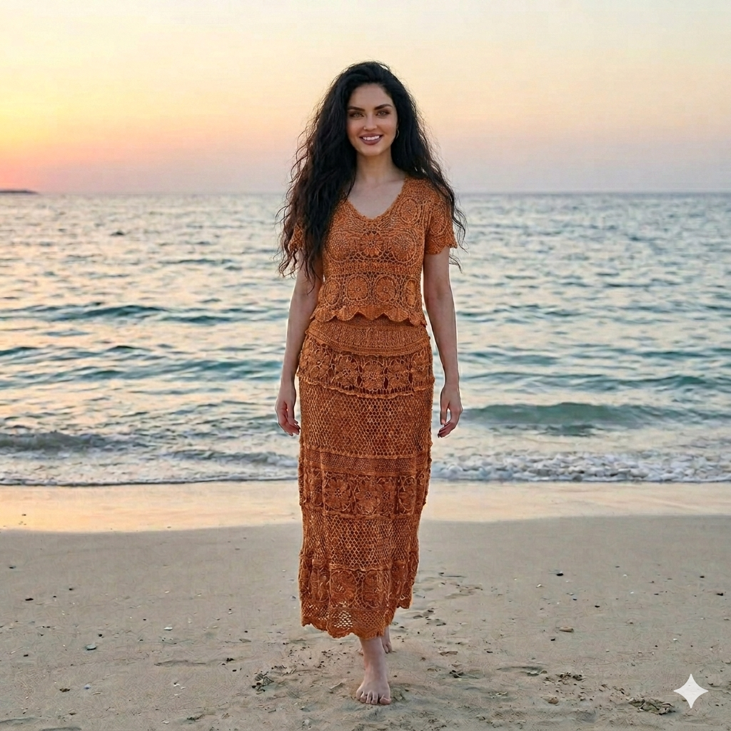 Alara Crochet Two- Piece Maxi Skirt Set