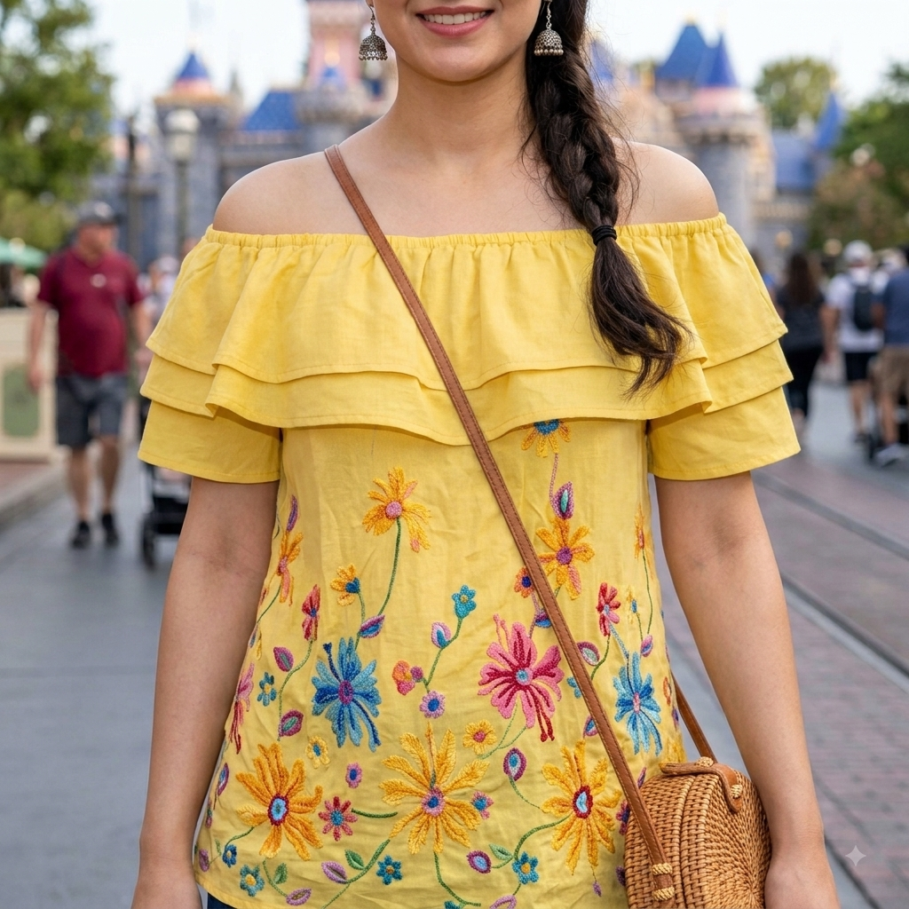 Boho Yellow Floral Off-Shoulder Top
