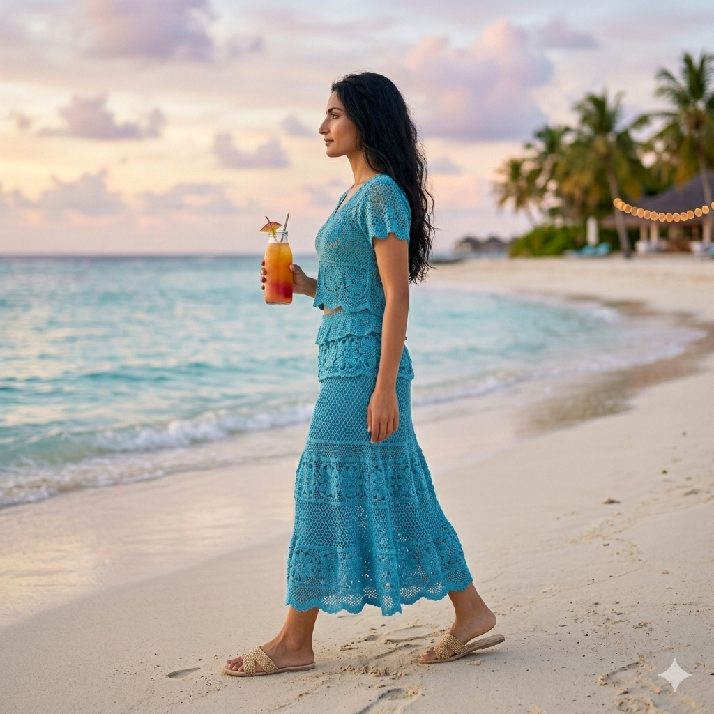 Alara Crochet Two- Piece Maxi Skirt Set