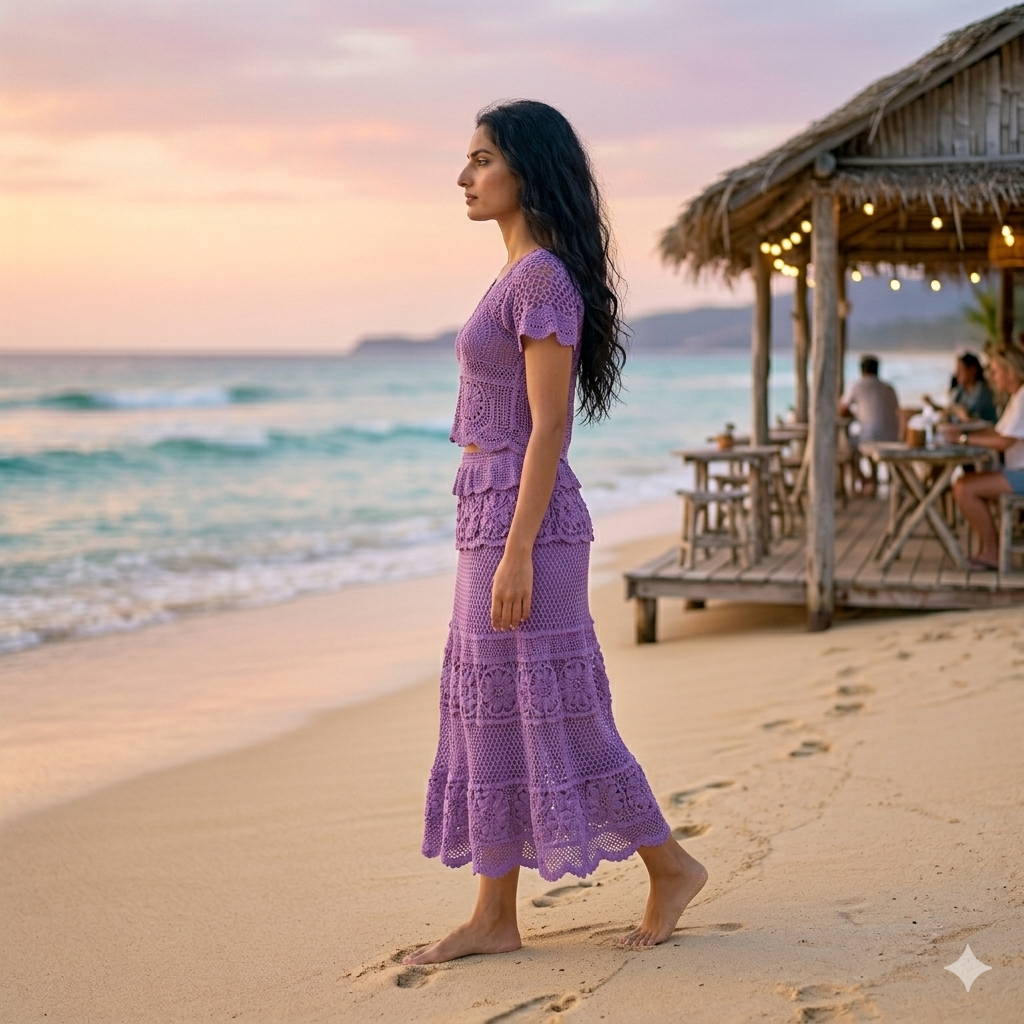Alara Crochet Two- Piece Maxi Skirt Set