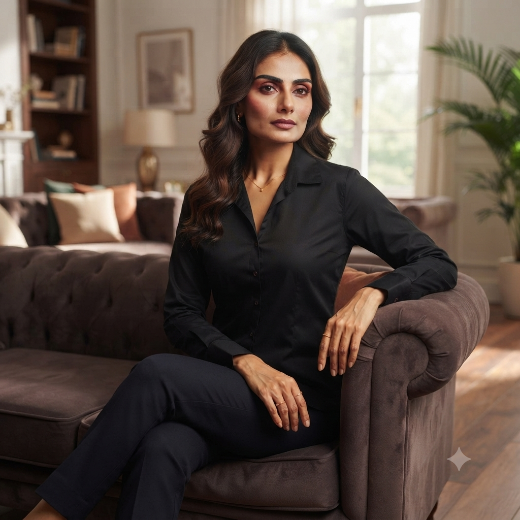 Timeless Elegance Black Tailored Fit Shirt