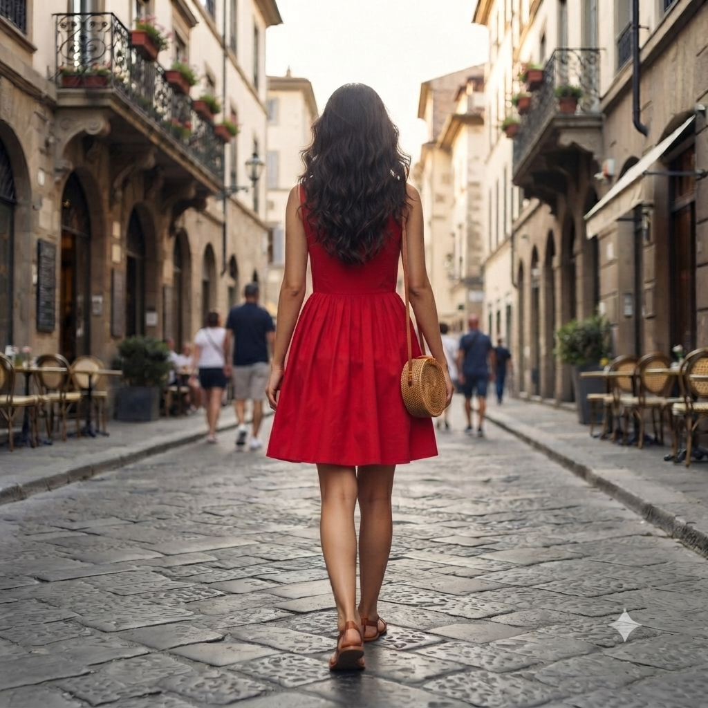 Crimson Chic Fit-and-Flare Dress