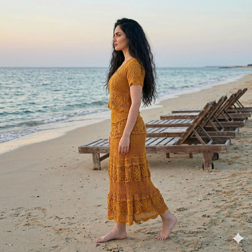 Alara Crochet Two- Piece Maxi Skirt Set