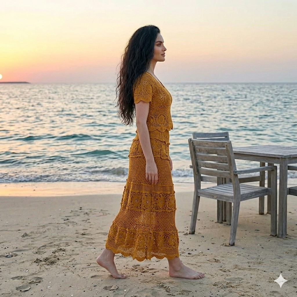 Alara Crochet Two- Piece Maxi Skirt Set