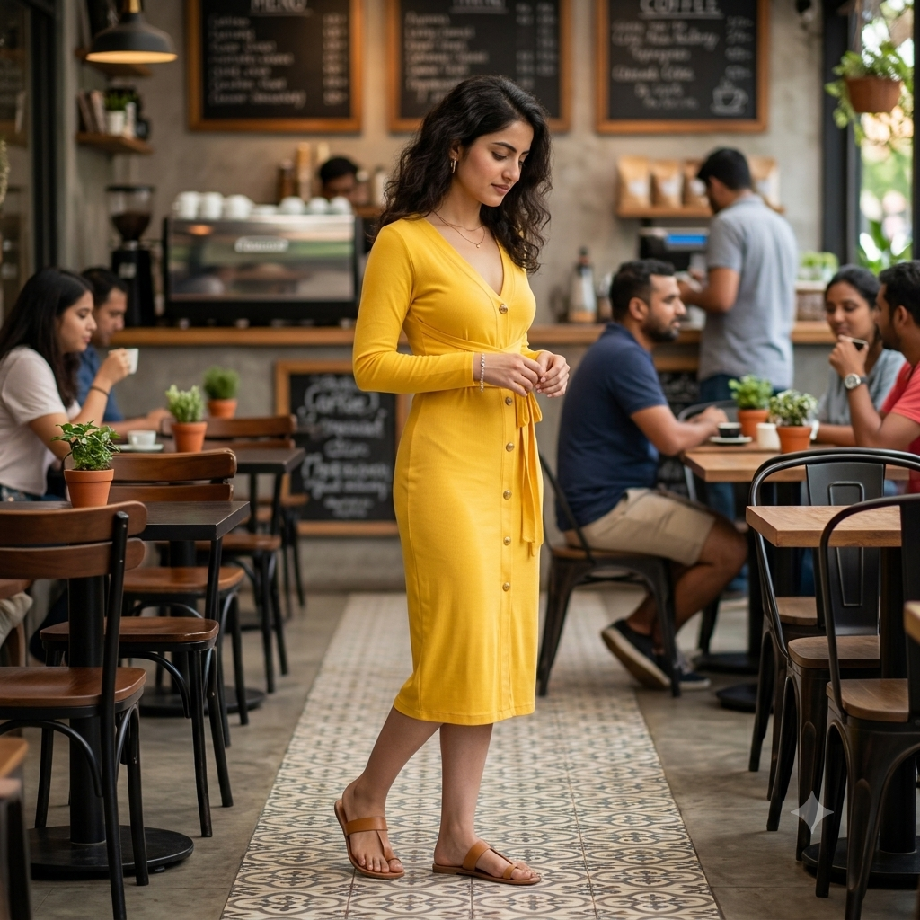 Sunny Serenade V-Neck Wrap Midi Dress