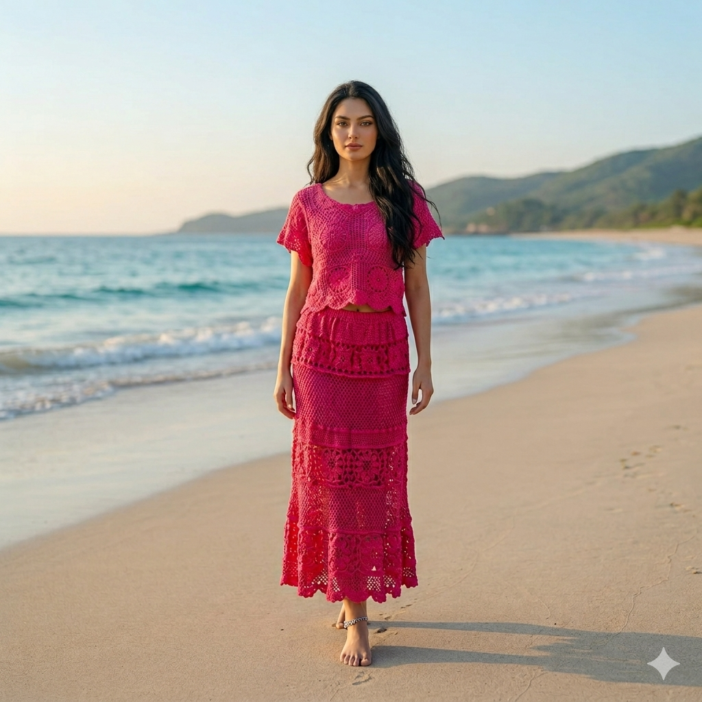 Alara Crochet Two- Piece Maxi Skirt Set