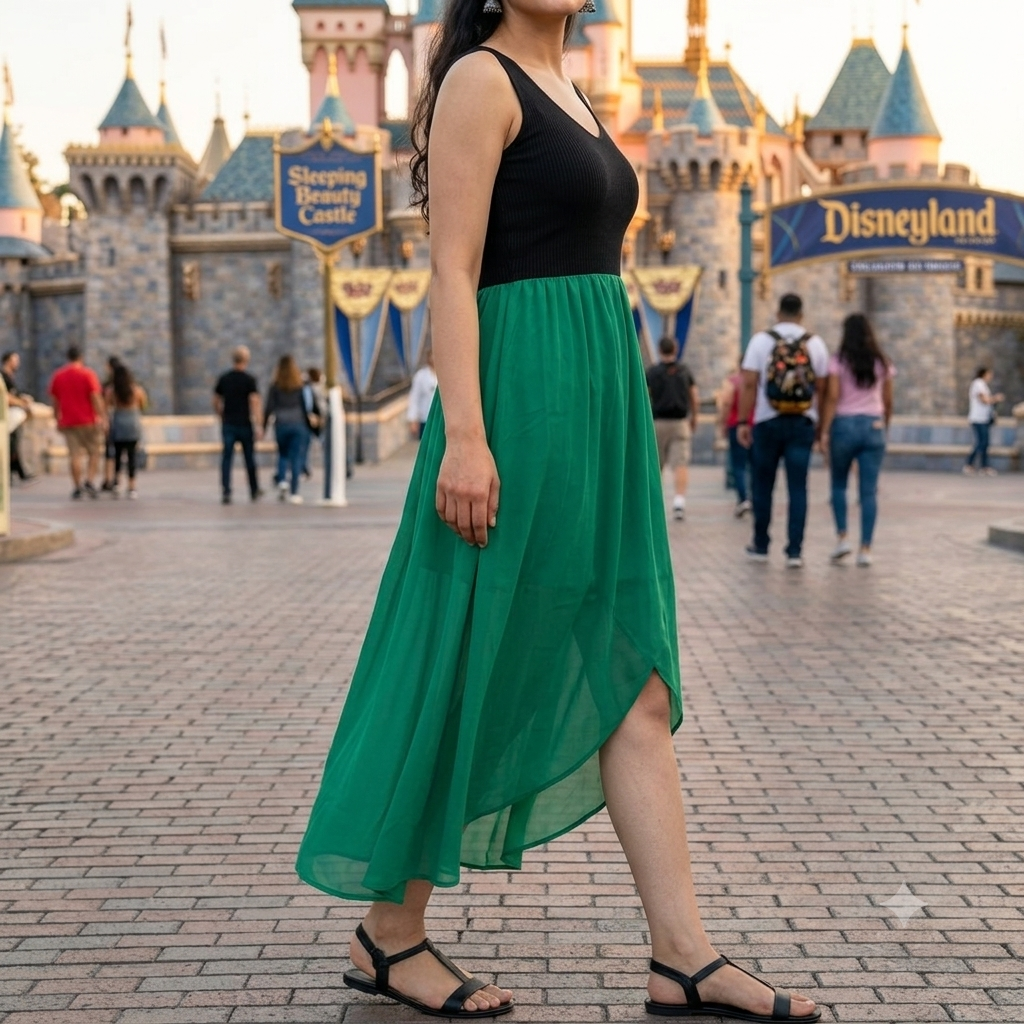 Horizon Dual-Tone High-Low Midi Dress