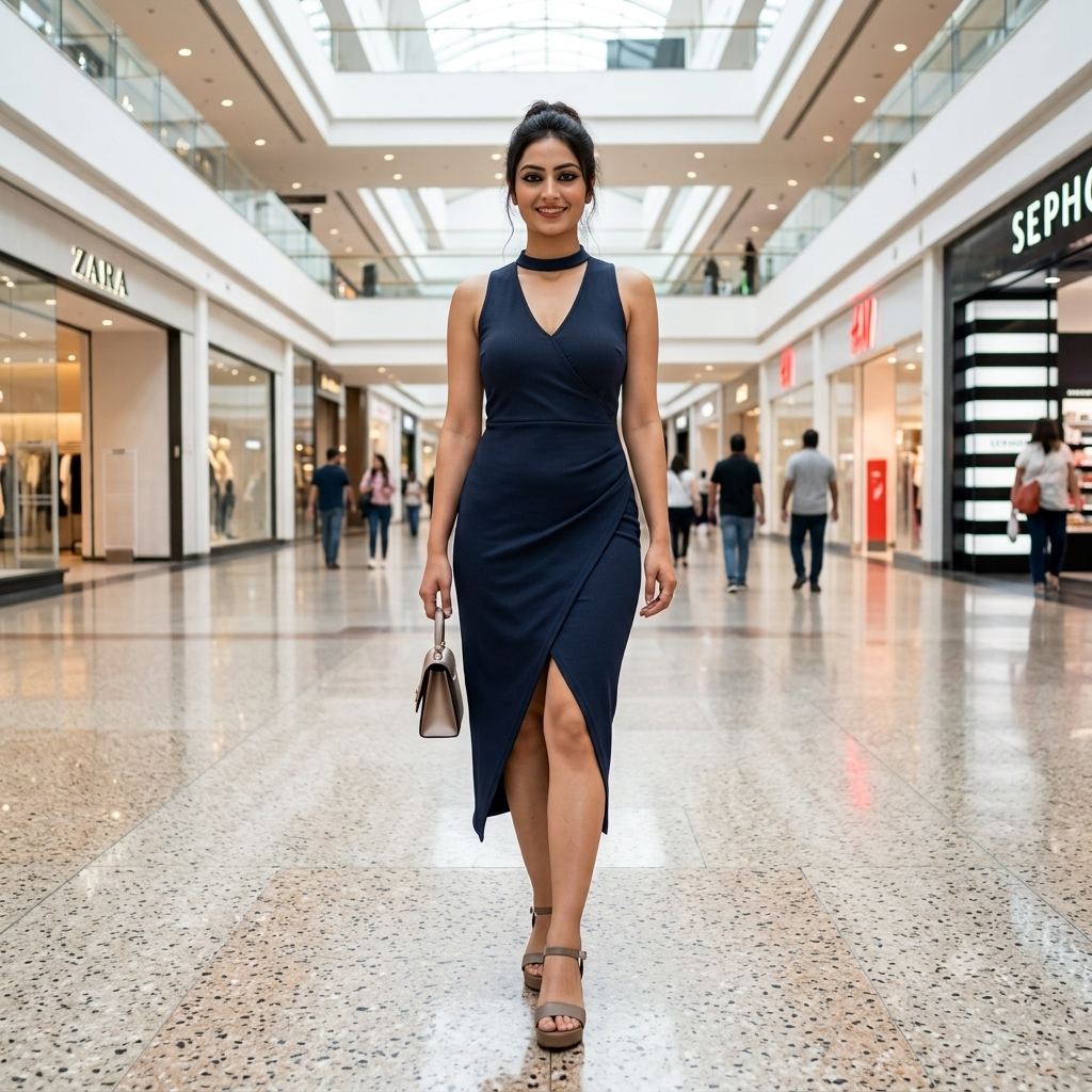 Sophia Choker-Neck Sleeveless Tulip Hem Midi Dress