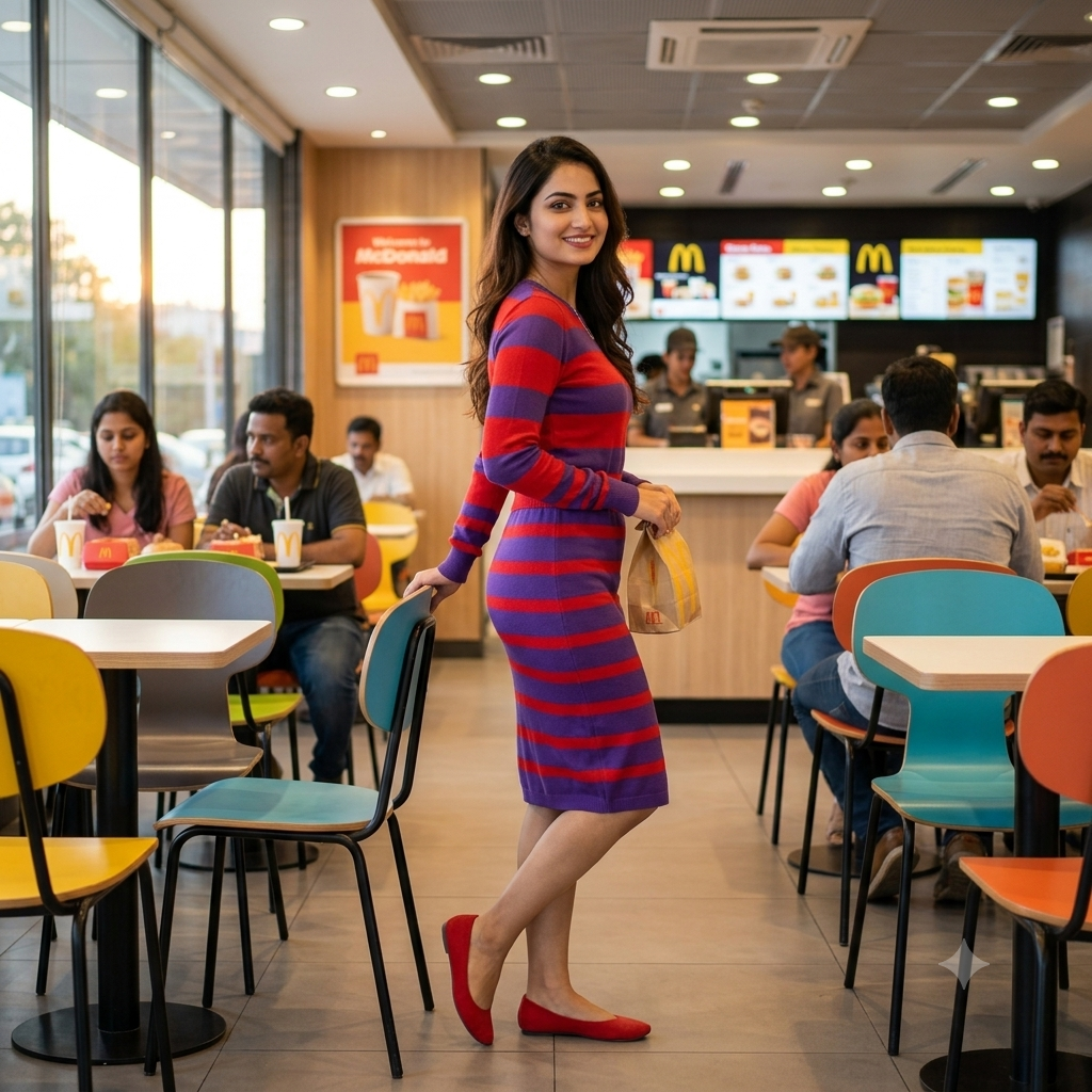 Vibrant Magenta & Violet Horizontal Striped Knit Midi Dress