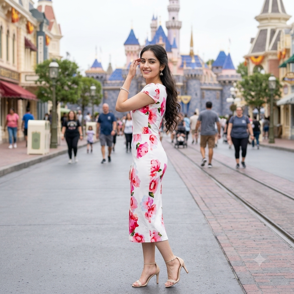 Rosy Delight Cap-Sleeve Sheath Dress