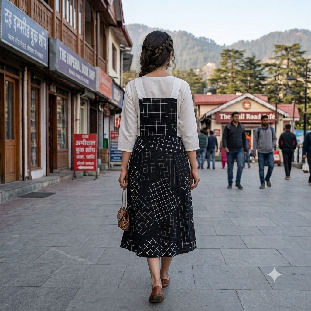 Dina Monochrome Abstract Grid Pinafore Midi Dress