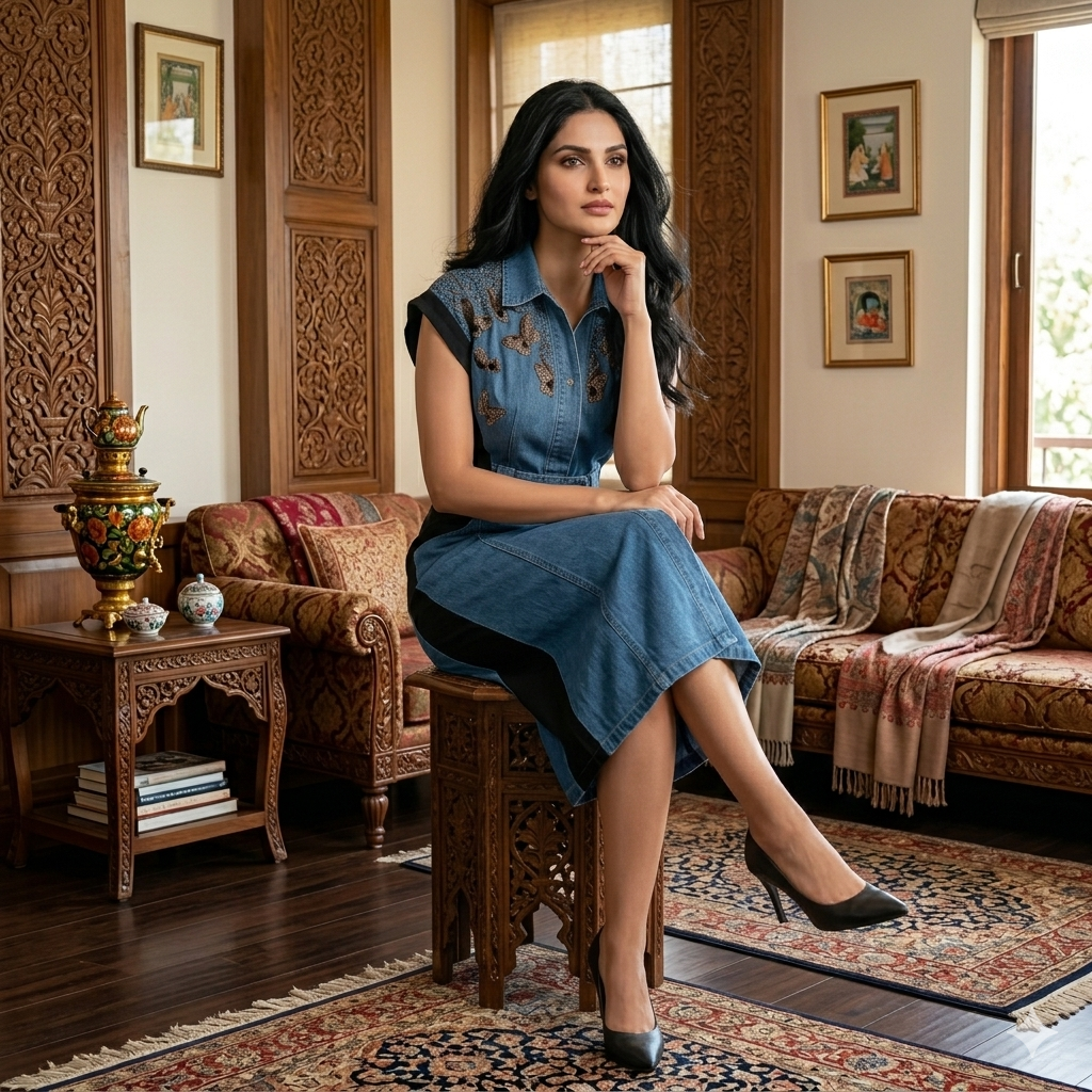 Lunara Metamorphosis Denim Midi Dress
