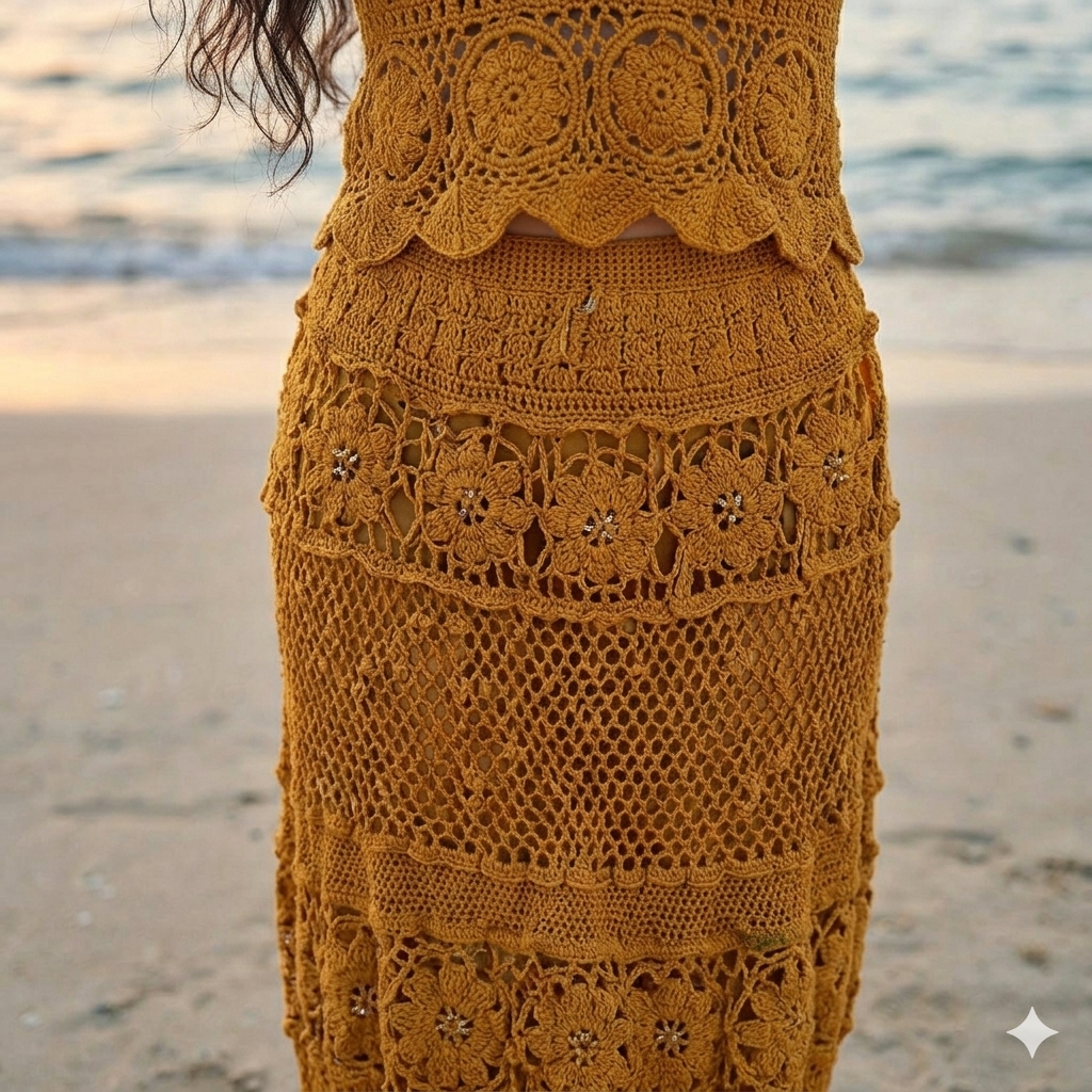 Alara Crochet Two- Piece Maxi Skirt Set