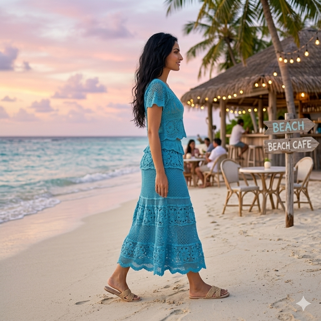 Alara Crochet Two- Piece Maxi Skirt Set