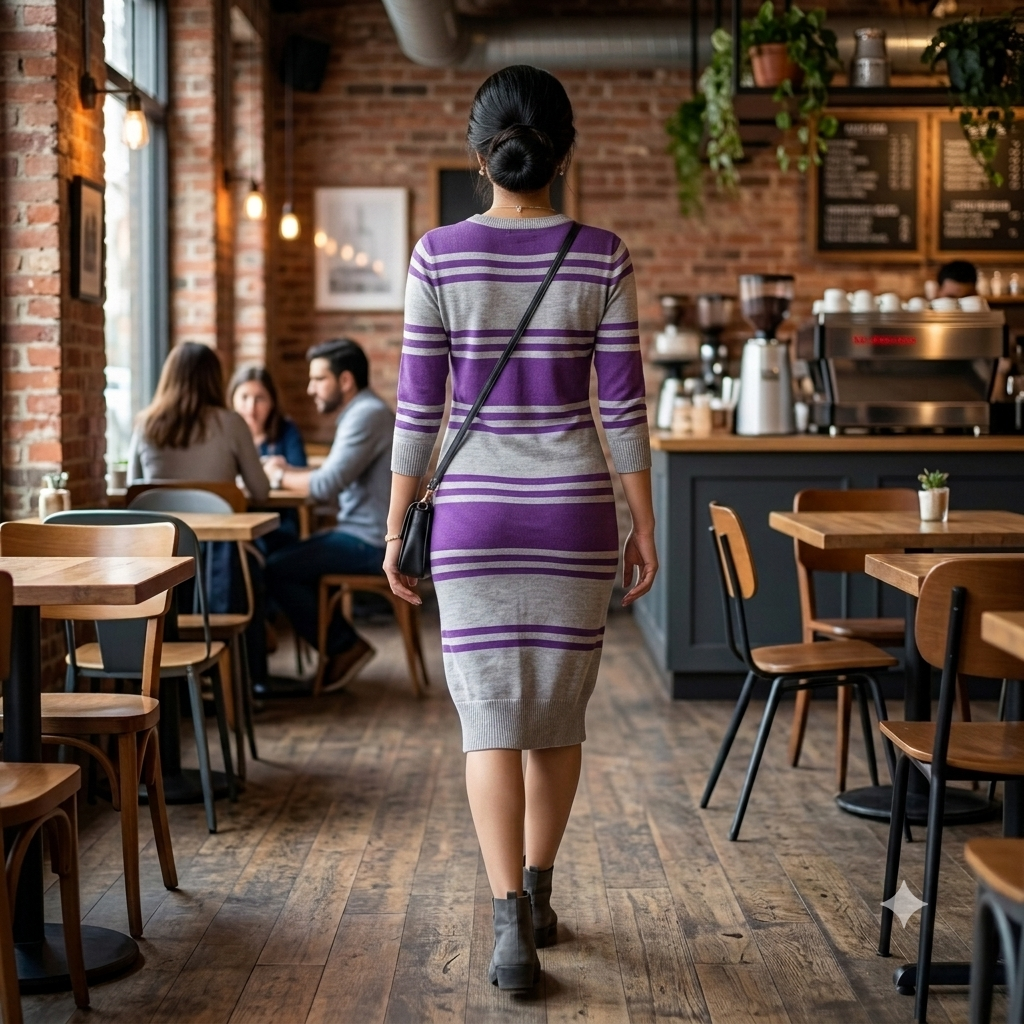 Mustang Striped Knit Bodycon Midi Dress