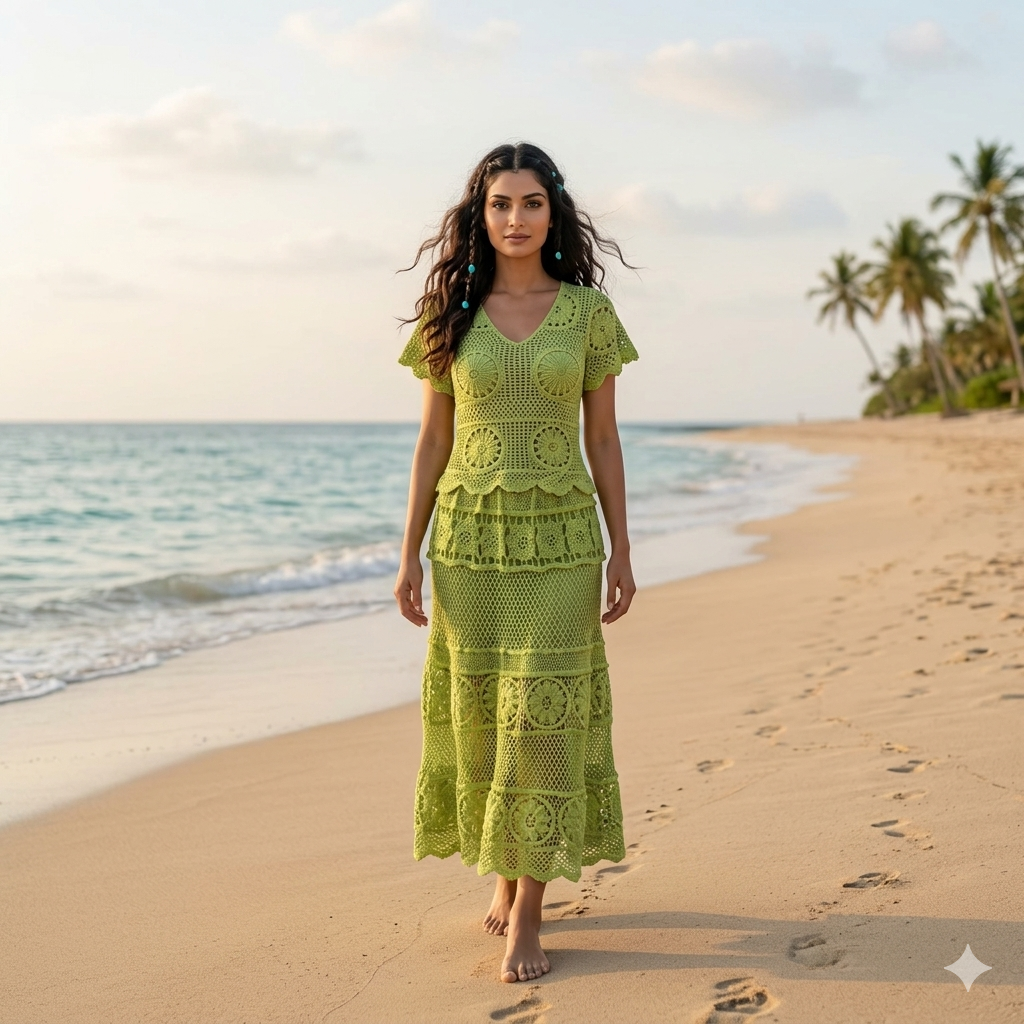 Alara Crochet Two- Piece Maxi Skirt Set