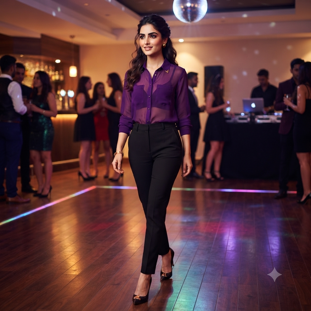 Sheer Purple Button-Down Shirt