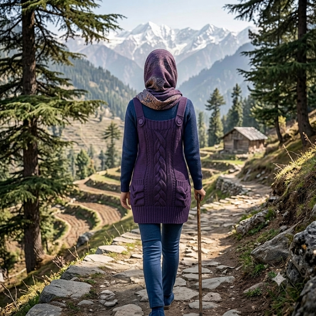 The Alpine Cable-Knit Woolen Pinafore Dress