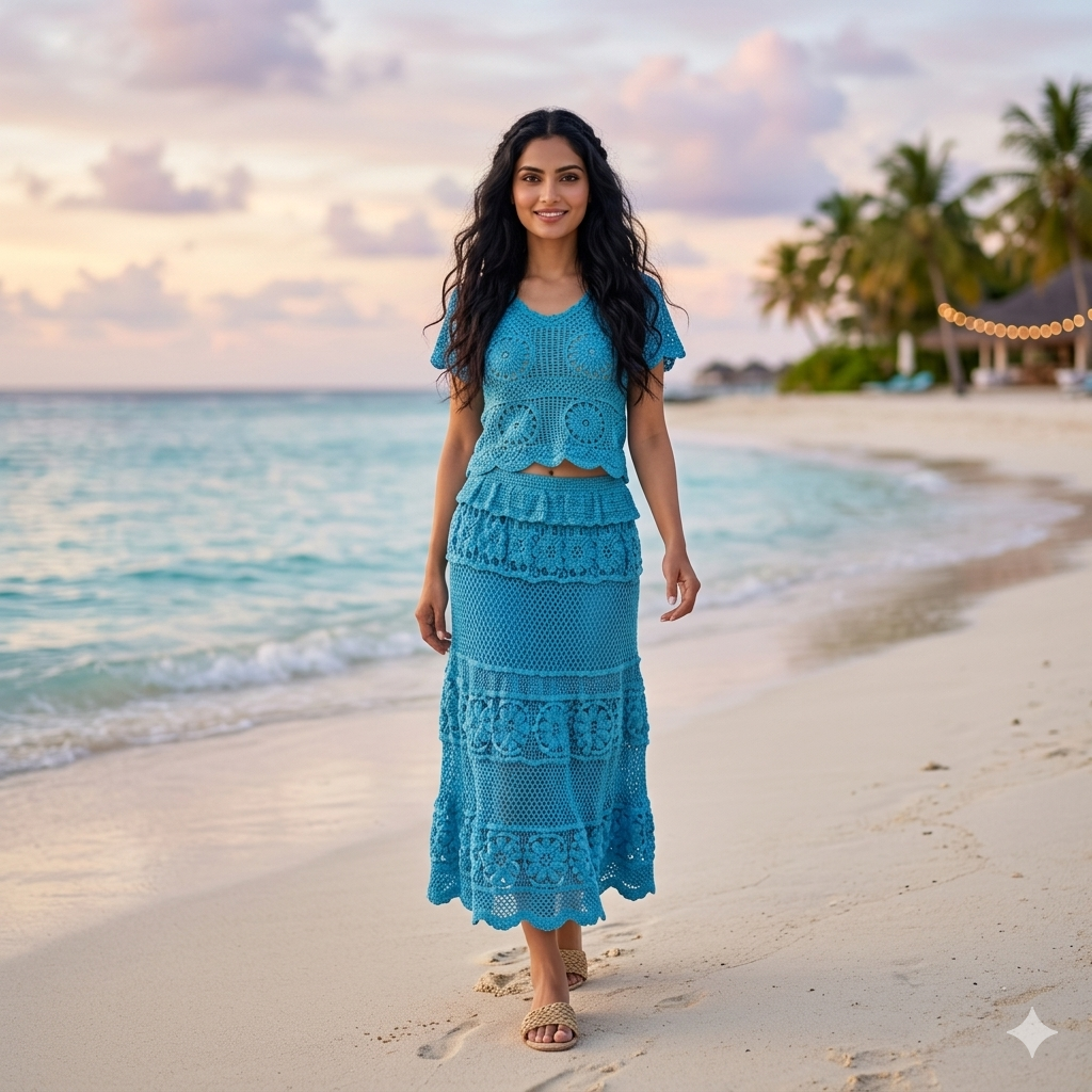 Alara Crochet Two- Piece Maxi Skirt Set