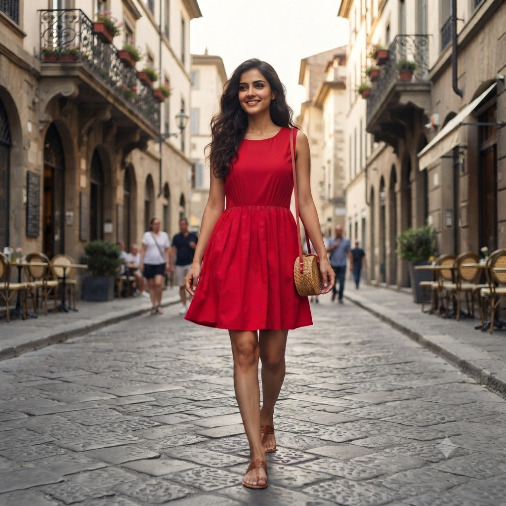 Crimson Chic Fit-and-Flare Dress