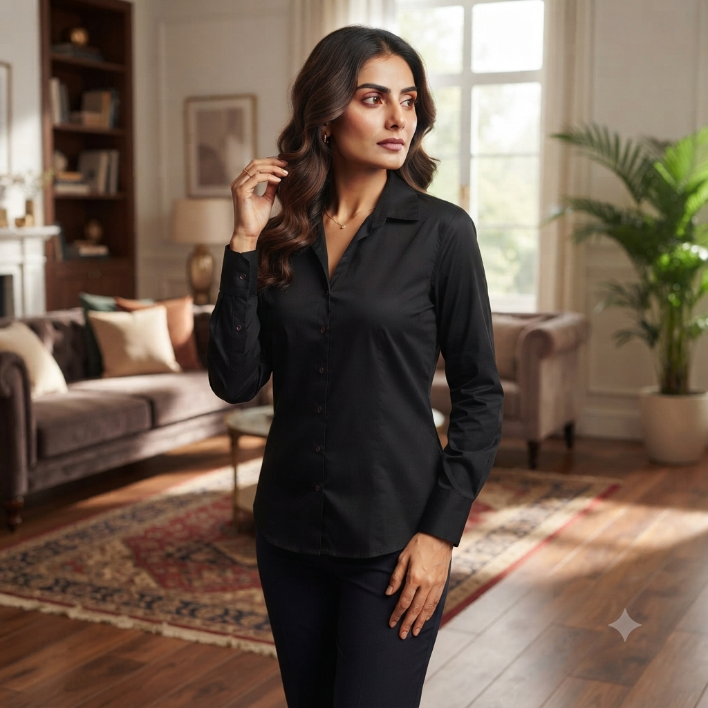 Timeless Elegance Black Tailored Fit Shirt