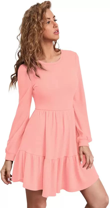 Women Fit and Flare Pink Dress