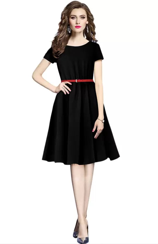 Women Fit and Flare Black Dress