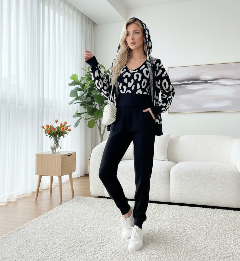 Suzain  Knitted Three-Piece loungewear Co-Ord Set